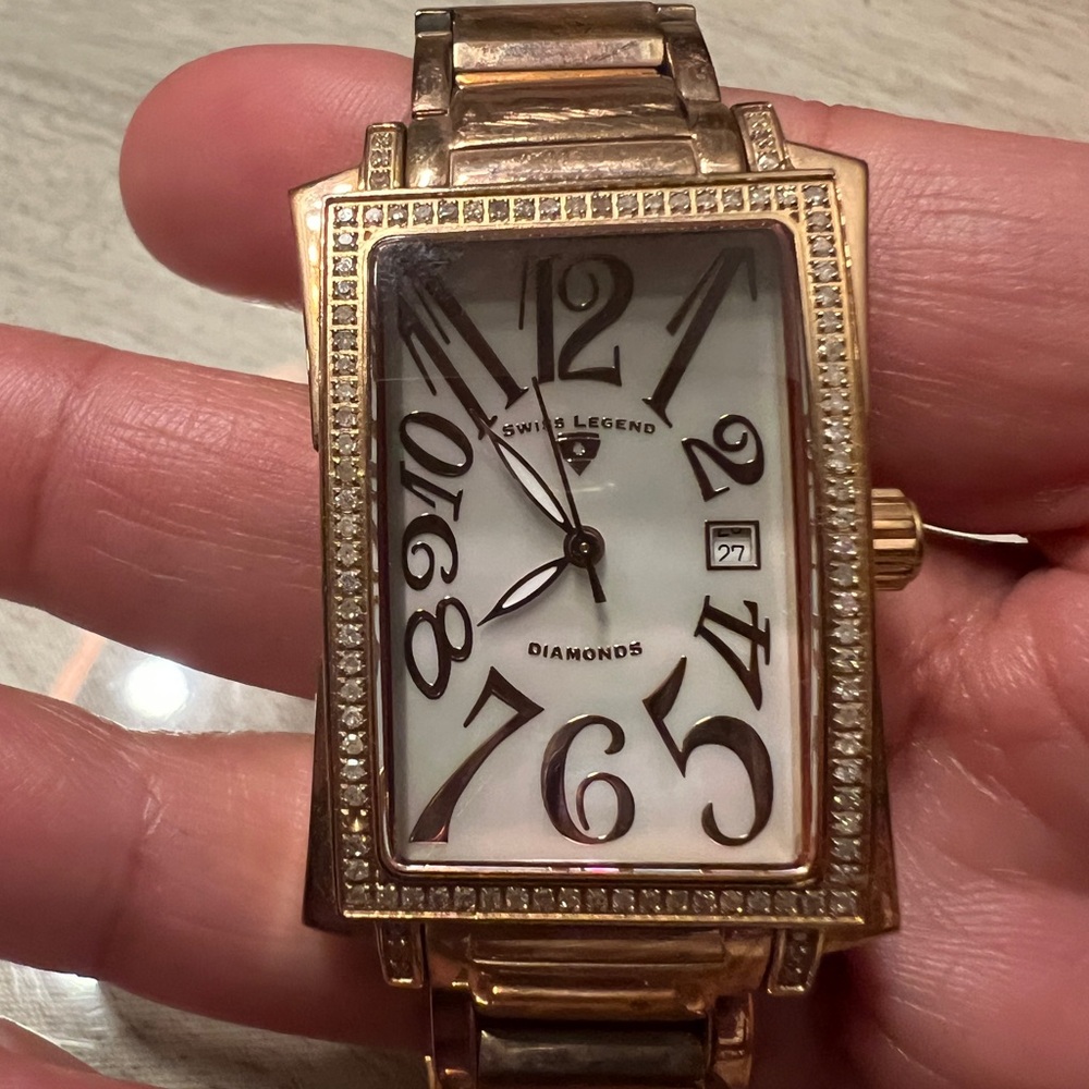 Swiss Legend - Bella - Gold Watch with White Face & diamond accents